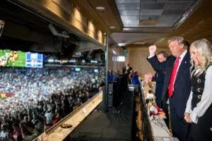 President Donald Trump attends an NFL game between the Washington Commanders and Detroit Lions at Northwest Stadium in Landover, Maryland, Sunday, November 9, 2025. (Official White House Photo by Daniel Torok)